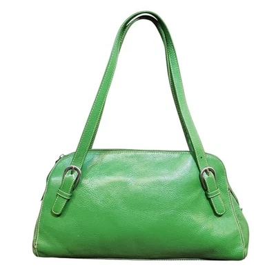 Vintage Franco Sarto Y2K Green Leather Shoulder Bag Baguette Satchel Buckle - Image 1 of 4