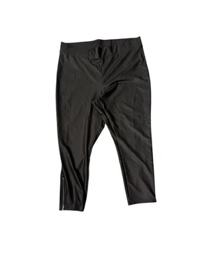 Torrid Cropped Faux Leather High Waisted Legging Black Womens Plus Sz 2X Zippers - Image 1 of 4