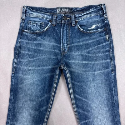 Pantalones de mezclilla plateados para hombre 32x32 azules grises cónicos lavados descoloridos angustia Foto 1 de 4