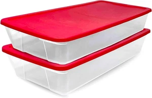 Confezione da 2 Tote Vacanze, Contenitori Organizer in Plastica Trasparente con Coperchi, 41 Quart, R - Foto 1 di 8
