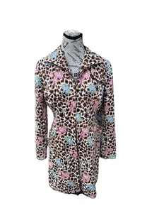 Nicole by Nicole Miller Größe 8 Leopardenmuster Blumendruck Jacke lang durchgehender Reißverschluss - Bild 1 von 6