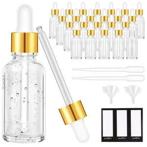 Paquete de 24 botellas cuentagotas de vidrio PrettyCare, 1 oz (30 ml) transparentes vacías gruesas... - Imagen 1 de 7