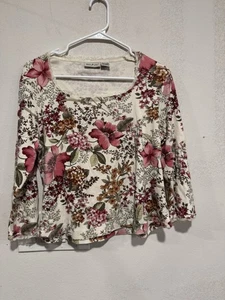 Top de Ciervo Blanco De Colección Mujer Floral Manga Larga Cuello Cuadrado Volantes Borde Romántico L - Imagen 1 de 6