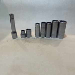 Husky USA 3/8 Dr. Mostly Sae Sockets and Extension. 1 Metric Socket - Picture 1 of 15