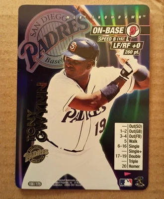 Tarjeta de aluminio #158 MLB Showdown 2001 Tony Gwynn HOF San Diego Padres Foto 1 de 2