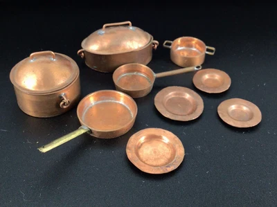 娃娃屋微型批量铜烤罐1:12工匠签名HL 1974 — 第 1/4 张图片