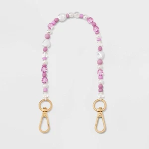 Beaded Accessory Wristlet/Phone Strap - A New Day Pink/White - Zdjęcie 1 z 5