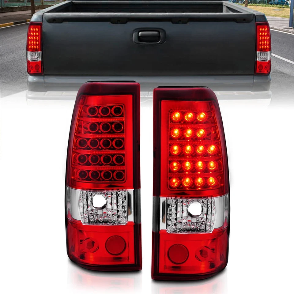 Conjunto de luz trasera de lente cromada roja/clara para 03-06 Chevy Silverado 1500 [LED] Foto 1 de 4