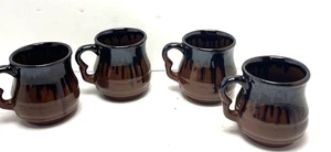 Lot of 4 Gourmet Brown Drip Glaze Coffee Cups/Mugs 3 7/8" tall pottery? - Picture 1 of 7