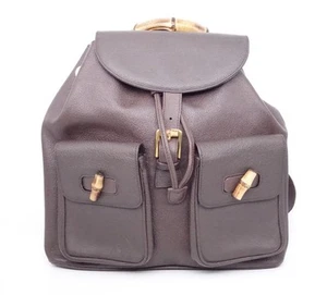 Gucci Bag GUCCI Bamboo Leather Backpack 0408b - Picture 1 of 9
