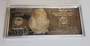 GREAT HOLIDAY GIFT- 4 OZ .999 SILVER WASHINGTON MINT $100 BILL IN CASE - Picture 1 of 5