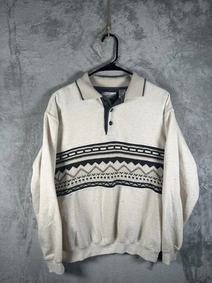 Винтажная мужская рубашка-поло регби с длинным рукавом Taylor & Henry средний размер белый серый 90-е - Изображение 1 из 4