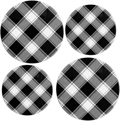 Buffalo Check Electric Stove Burner Covers Set of 4, Black/White, 10" & 8 - Image 1 of 2