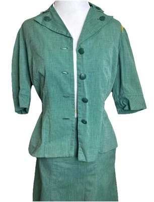 Girl Scouts Of America 1950’s Troop Leader Uniforme Falda Top Parches Verdes De Colección Foto 1 de 4