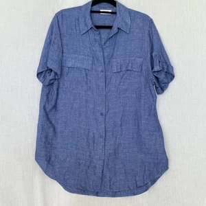 Camisa Sussan 100% Lino Azul Abotonada Manga Corta Talla 6 - Imagen 1 de 6