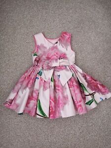 Ted Baker Girls Age 18-24 Months Pink Floral Bow Back Party Dress
