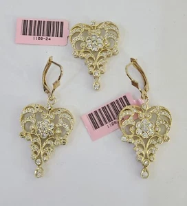 14k Chandelier Earrings Pendant Charm SET Yellow Gold Real Genuine 14Kt - Picture 1 of 12