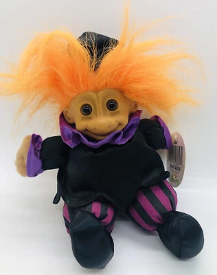 Muñeca Russ Troll Bruja Halloween 6” Cuerpo Suave Pelo Naranja Ojos Marrones NUEVA #3857 Foto 1 de 4