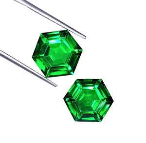 Natural Green Garnet Pair 8-10 Cts Loose Gemstone Certified Hexagon Cut Gem GG12 - Picture 1 of 13