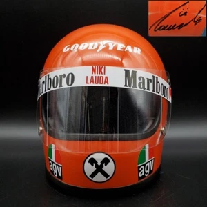 Niki Lauda Autographed 1975 Display Signed Directly On Back Helmet 1:1 AS-02437 - Picture 1 of 12