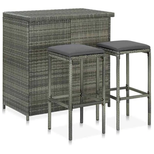 Bar Set Grey PE rattan, steel, fabric (100% polyester) Medium vidaXL - Picture 1 of 10