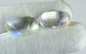 Ovaler Cabochon Lab-Created Rainbow Mystic Topas 28-30 Ct Edelstein Paar zertifiziert - Bild 1 von 8