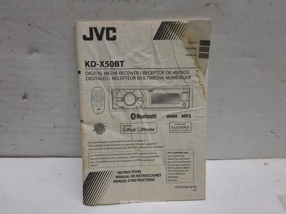 JVC KD-50BT OWNERS USER MANUAL - Image 1 of 1