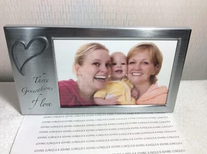 MARCO DE FOTOS TRES GENERACIONES DE AMOR Nuevo en caja de regalo blanca Metal 3.5" por 5.5" - Imagen 1 de 3