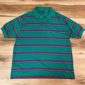 Vintage Chesterfield Polo Shirt Mens XL Green Striped 80s Made in USA - Picture 1 of 9