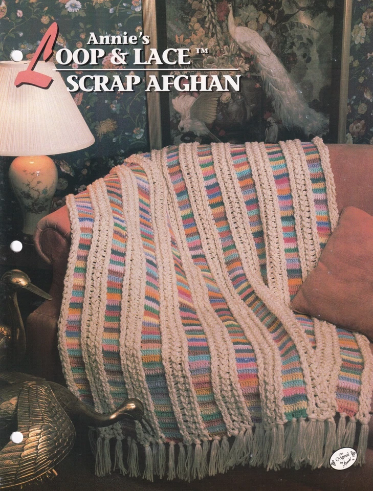Annie's Crochet Afghan LOOP & LACE SCRAP AFGHAN Pattern Leaflet - Image 1 of 2