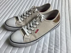 Levi’s Women Low Top Canvas Sneakers Shoes Bone/White Lace Up 9.5 - Picture 1 of 6