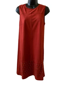 Spense Faux Suede Red Sleeveless Dress with Stud Embelishment - size 8 - Picture 1 of 6