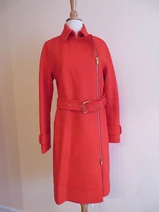 NEU J.CREW TRENCHCOAT MIT GÜRTEL UND REISSVERSCHLUSS IN WOLLE MELTON, E4396, GRÖSSE 6 BRILLANTE FLAMME $ 398 - Bild 1 von 5