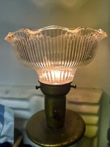 4x Vintage Antique Clear Ribbed Glass Shade 2” Fitter. Ribbed Glass Lamp Shade - Picture 1 of 14