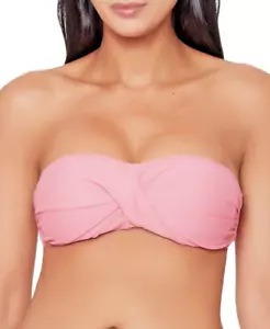 NWT JS Jessica Simspon Women's Draped Bandeau Swimsuit Top, Pink, Size S - Picture 1 of 5