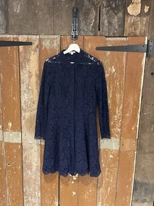 Whistles A Line Dress Navy Blue Button-Up Long Sleeve Lined Occasion UK 12 - Picture 1 of 18