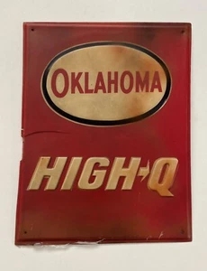 Vintage Oklahoma High Q Gas Station Embossed Plastic Gasoline Sign Read Desc - Picture 1 of 21