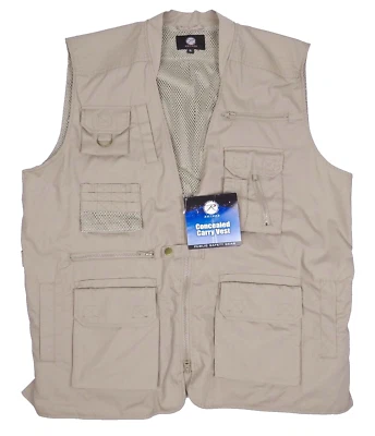 ROTHCO Concealed Carry Vest Tactical Khaki Multi-Pocket Cargo Vest NEW w TAG - Image 1 of 4