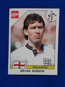  sticker of the great English footballer B. Robson Italia 1990 Panini Uruguay 