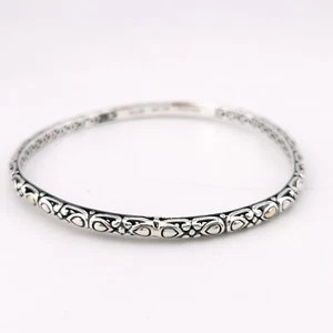 A by JH John Hardy Sterling Silver & 14K Gol 4mm 7.75" Inch Bangle Bracelet - Picture 1 of 12