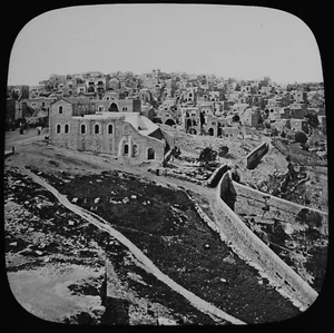 A VIEW OF BETHLEHEM PALESTINE C1890 ANTIQUE Magic Lantern Slide PHOTOGRAPH - Picture 1 of 3