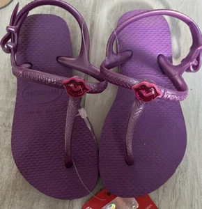 havaianas flip flops mit Riemchen Knöchel Mädchen. Lila mit Kussknopf. Größe 10 - Bild 1 von 4