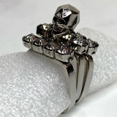 Joomi Lim 3D Calavera Plateada Apilable Cristal Swarovski Juego de 3 Anillos Talla 5.5 Foto 1 de 4