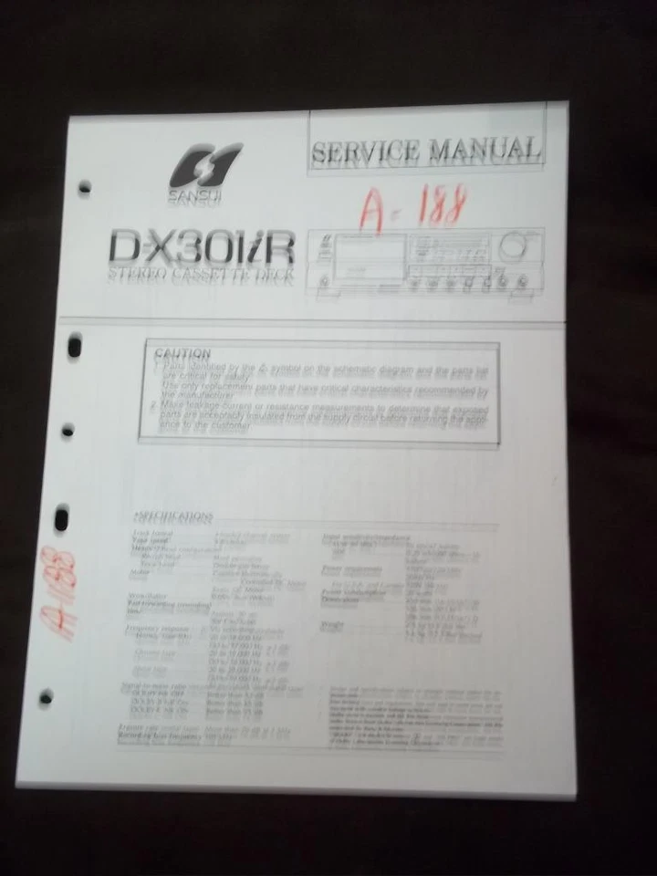 Sansui Service Manual for the D-X301iR Cassette Tape Deck   mp - Image 1 of 1