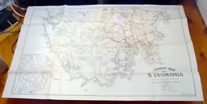 1916 Thomas Hewitt Large Folding Antique Map of Southern Tasmania w/ Hobart - Picture 1 of 3