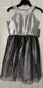 New Emily West Girls Formal Party Dress Size 16 Silver & Grey Sleeveless - Picture 1 of 10