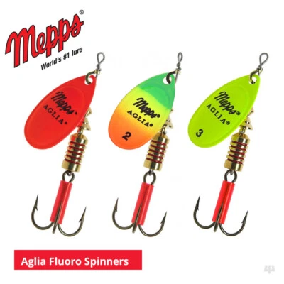 Spinners de flúor Mepps aglia - señuelos de pesca lucio trucha de mar perca salmón lubina Foto 1 de 4