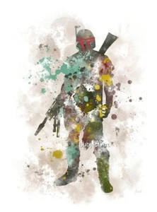 Boba Fett ART PRINT Star Wars, Wall Art, Birthday Gift, Fathers Day Gift - Picture 1 of 2