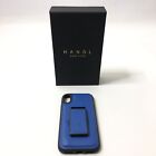 Handl Liberation Luxury Smartphone Grip Case iPhone X Blue Pebbled Leather