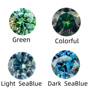 5 Colors Blue Green Color VVS1 Round Loose Moissanite Stone With GRA Certificate - Picture 1 of 21